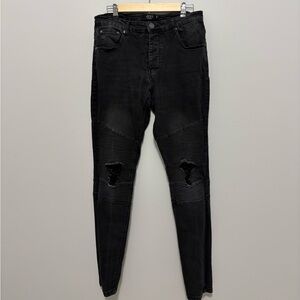 Boohoo Man Black Distressed Jeans Size 34